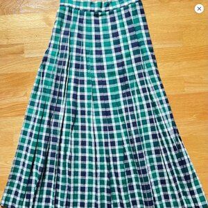 Talbots Green Plaid Pleated Midi Skirt Size 4 Classic Preppy